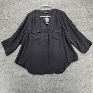 Torrid Harper Shirt Womens Large Black V Neck Flowy